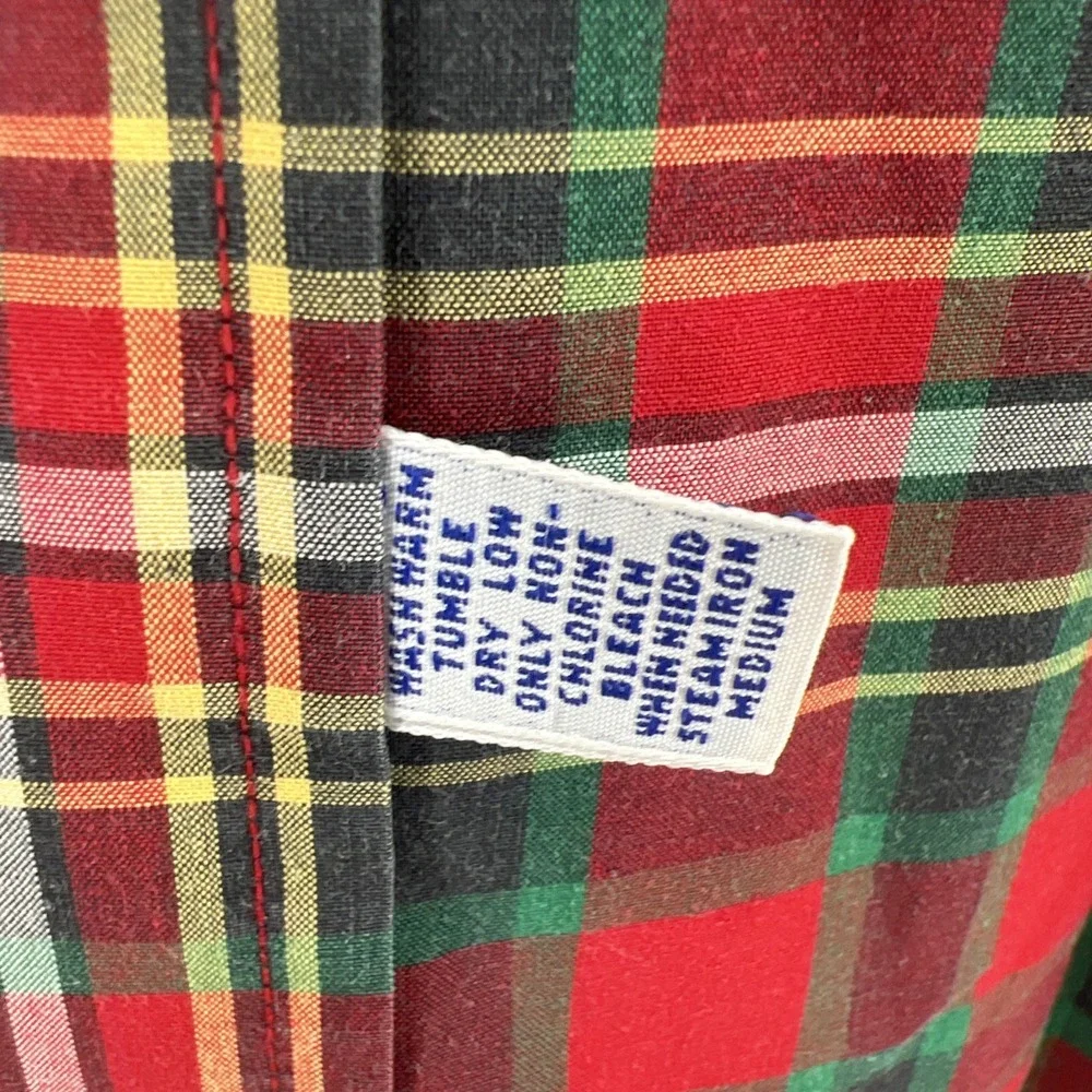 Polo Ralph Lauren Shirt Medium Classic Plaid Red Green Button Long Sleeve Pocket